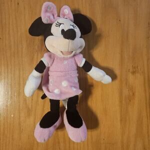 Disney Minnie Mouse Pink Bow Dress Plush Stuffed Animal Toy Small Polka Dot